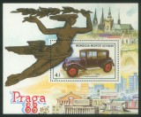 Coliță filatelică Mongolia 1988 &ndash; Praga '88, Tatra 11 (1923), Expoziție Internațională Auto, MNH, Nestampilat