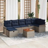 vidaXL Set de canapele pentru grădină cu pernă 8 pcs Gri Rattan poli 3360797