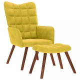 Scaun de relaxare cu scaun catifea galbenă