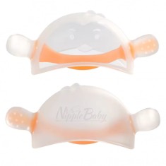 Jucarie dentitie NippleBaby din silicon alimentar in forma de Mamelon, pentru linistire si calmare bebelusi si nou nascuti, culoare portocaliu