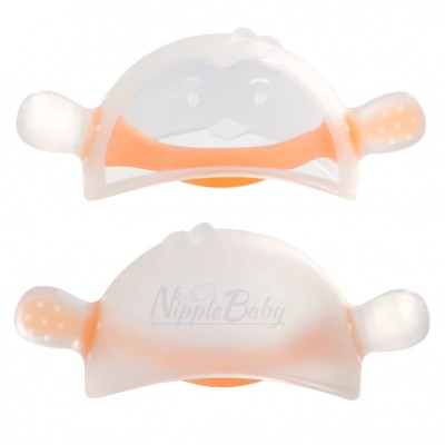 Jucarie dentitie NippleBaby din silicon alimentar in forma de Mamelon, pentru linistire si calmare bebelusi si nou nascuti, culoare portocaliu foto