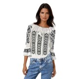 Bluza dama tip ie 257 alb/negru mahon , marimea M