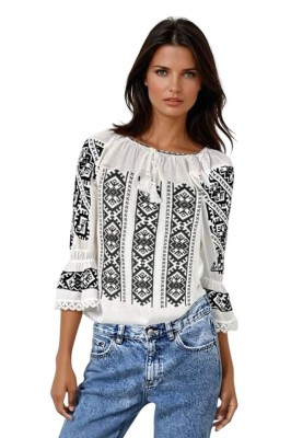Bluza dama tip ie 257 alb/negru mahon , marimea 2XL foto