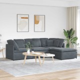 vidaXL Canapea modulară cu taburet și perne catifea gri &icirc;nchis 3321310