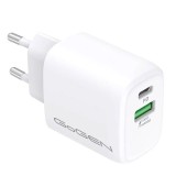 Cumpara ieftin Incarcator de retea GoGEN ACHPDQ 220, 1 x USB-C 20W, 1 x USB-A 18W, alb