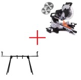 Fierastrau circular de masa culisant cu laser KZGS305-BE Scheppach 58012159944, 2000 W, O305 mm + Stand de lucru Troy 90012