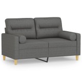 Cumpara ieftin Canapea cu 2 locuri cu pernute, gri inchis, 120 cm, textil