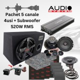 Pachet 5 canale - difuzoare fata + spate MX EVO cu amplificator 5 canale Audio System, Subwoofer Carbon 10 BR, inele si cablaje plug&amp;play pe masina