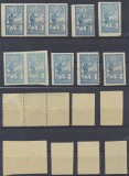 Romania 1914 Timbru de Ajutor neemis pt ardelenii mobilizati in Primul Razboi, lot 10 timbre varietati dantelura si nuante de culoare