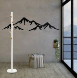 Cuier lemn masiv tip pom HM W66, baza metalica, 5 agatatori, de podea, alb