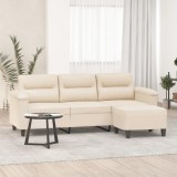 vidaXL Canapea cu 3 locuri și taburet, bej, 180 cm, microfibră
