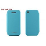 Husa Mercury Techno Flip Apple iPhone 4/4S SkyBlue Blister, Cu clapeta, Piele Ecologica