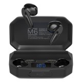 Casti Bluetooth 5.1 M6, EDR, Afisaj LED Baterie, Microfon, USB, USB-C, Autonomie 5h, Negru