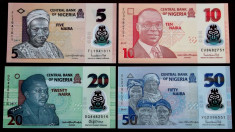 LOT SET 4 bancnote Nigeria 5 10 20 50 Naira 2017 2019 polimer UNC necirculate ** foto