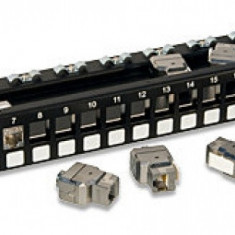 Patch panel modular 19" 1U cat 6A cu 24 x RJ45 STP Keystone, Lindy L25894