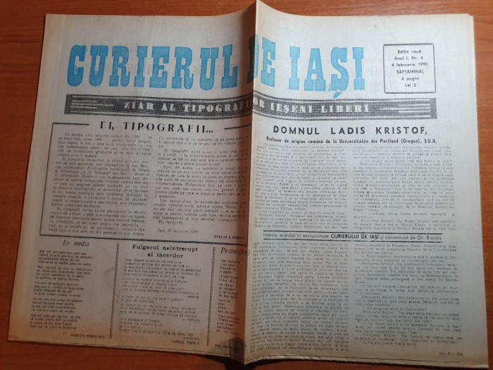 curierul de iasi 4 februarie 1990-ziar al tipografilor ieseni liberi