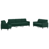 Cumpara ieftin Set de canapele cu perne, 4 piese, verde inchis, catifea