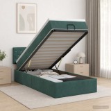 Cumpara ieftin Pat ottoman cu saltea Verde inchis 80 x 200 cm Catifea