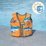 Vestă de &icirc;not din spumă pentru copii, cu protecție solară UPF50+, model rechini, portocalie, 1-3 ani (11-19 kg), CMCLASS