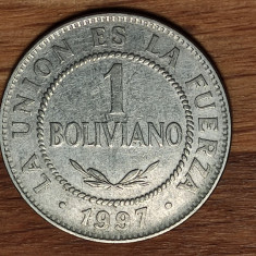 Bolivia - moneda de colectie exotica - 1 peso boliviano 1997 - frumoasa !