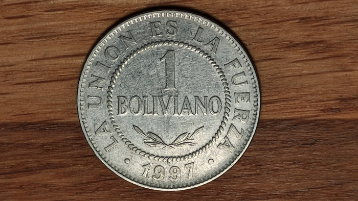 Bolivia - moneda de colectie exotica - 1 peso boliviano 1997 - frumoasa !