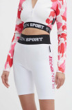 PLEIN SPORT pantaloni scurti femei, culoarea alb, modelator, high waist