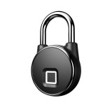 Lacat inteligent, senzor de amprenta, bluetooth, dotat cu protectie antifurt, aplicatie mobila, cablu USB, negru, Oem