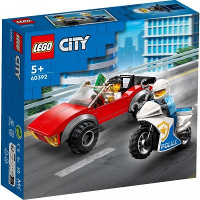 LEGO CITY POLITIST PE MOTOCICLETA IN URMARIREA UNEI MASINI 60392 SuperHeroes ToysZone foto