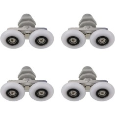 Set 4 role pentru cabina de dus, ABS/Aluminiu, 23 mm, Alb/Gri