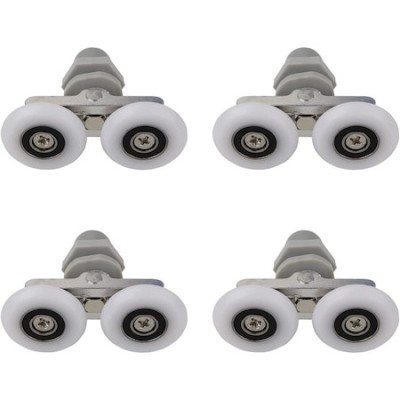 Set 4 role pentru cabina de dus, ABS/Aluminiu, 23 mm, Alb/Gri foto