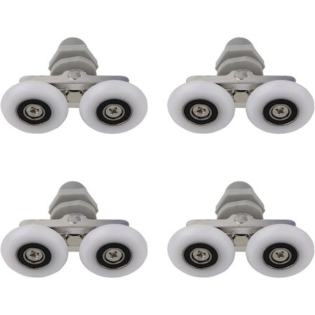 Set 4 role pentru cabina de dus, ABS/Aluminiu, 23 mm, Alb/Gri