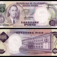 FILIPINE █ bancnota █ 100 Piso █ 1969 █ P-147b █ UNC █ necirculata