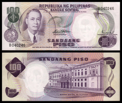 FILIPINE █ bancnota █ 100 Piso █ 1969 █ P-147b █ UNC █ necirculata foto