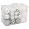 Globuri Crăciun, Value Pack, Set 50 Bucăți, Culoare Argintiu/Alb, Dimensiuni 3-4-6 cm, Material Plastic, Oem
