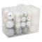 Globuri Crăciun, Value Pack, Set 50 Bucăți, Culoare Argintiu/Alb, Dimensiuni 3-4-6 cm, Material Plastic