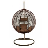 Cumpara ieftin Fotoliu suspendat, cadru otel, perne incluse, utilizare interior/exterior, 103x107x195 cm, maro