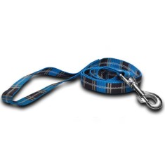 Lesa din nailon pentru caini - model ecosez, culoare albastru 2 x 120 cm foto