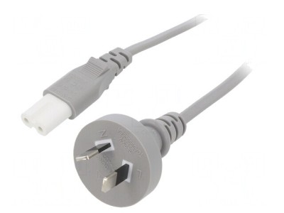 Cablu Alimentare 3m Gri 2x0.75mm2 Mufă AS/NZS 3112 IECC7 foto