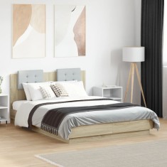 vidaXL Cadru de pat cu tăblie stejar sonoma 120x190 cm lemn prelucrat 3209963