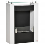 HOMCOM Șemineu cu Bioetanol cu Rezervor de 1.5L, &Icirc;ncălzitor cu Acoperire de 20m&sup2; din Oțel și Sticlă, 60x20x79 cm, Alb | Aosom Romania