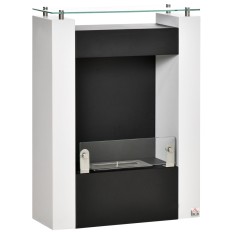HOMCOM Șemineu cu Bioetanol cu Rezervor de 1.5L, &Icirc;ncălzitor cu Acoperire de 20m&sup2; din Oțel și Sticlă, 60x20x79 cm, Alb | Aosom Romania
