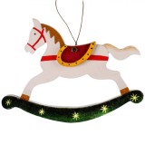 Ornament Brad Crăciun, Model Vintage, Cal, Lemn, Multicolor, 15x9cm, Oem
