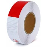 Banda reflectorizanta adeziva tip fagure - ALB-ROSU rola 5cm x 25m