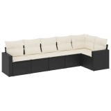 Cumpara ieftin Set mobilier de gradina cu perne, 6 piese, negru, poliratan
