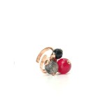 Cumpara ieftin Inel Trilogy reglabil argint 925 placat aur, agat rubiniu, negru, cuart rutilat gri, sfere 8-12mm, Made in Italy, cutie cadou