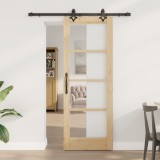 Ușa Glisantă vidaXL cu Set de Accesorii 73.5x198.5 cm Lemn Masiv de Pin, Ușa Interioară vidaXL cu Sticlă &#039;ORKDAL&#039;73.5x198.5x4 cm Lemn Masiv de Pin