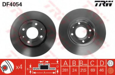 Disc frana MITSUBISHI CARISMA limuzina (DA) (1996 - 2006) TRW DF4054 foto