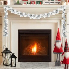 vidaXL Ghirlandă cu Bile de Crăciun Alb și Argintiu 186 cm Polistiren 42019696