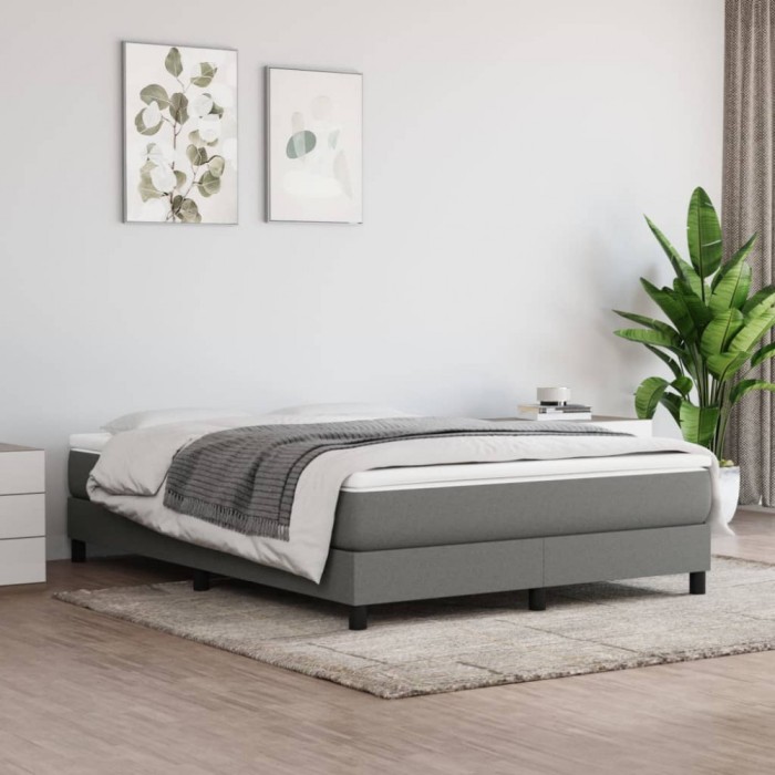 vidaXL Cadru de pat fără saltea, gri &icirc;nchis, 140x190 cm, textil