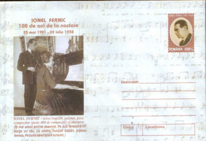 Intreg post plic nec 2001-I. Fernic,compozitor,interpret 100 ani de la nastere